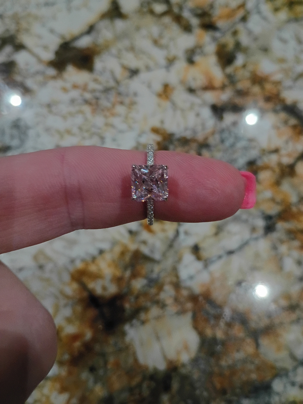 3 Ct Pink Sapphire Moissanite 925 Sterling Silver Ring Size 7 NWT
